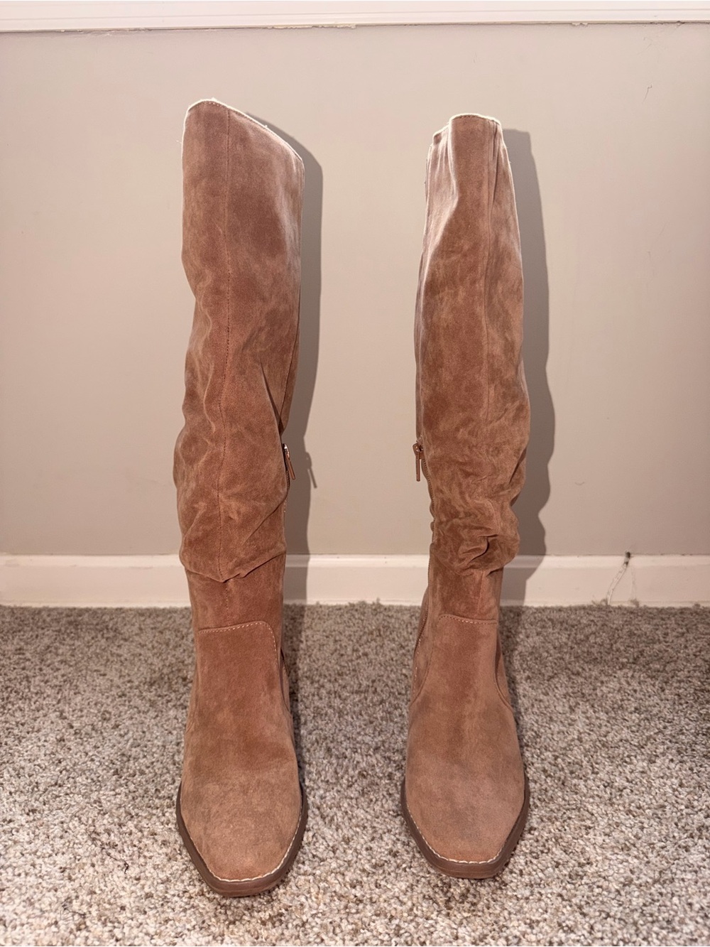 Universal Thread Taupe Suede Knee-High Slouch Boots
